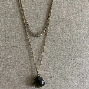 Two-Layer Gold and Green Statement Necklace // Banana Republic